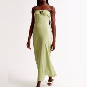 Abercrombie & Fitch strapless twist front dress XS lime avocado